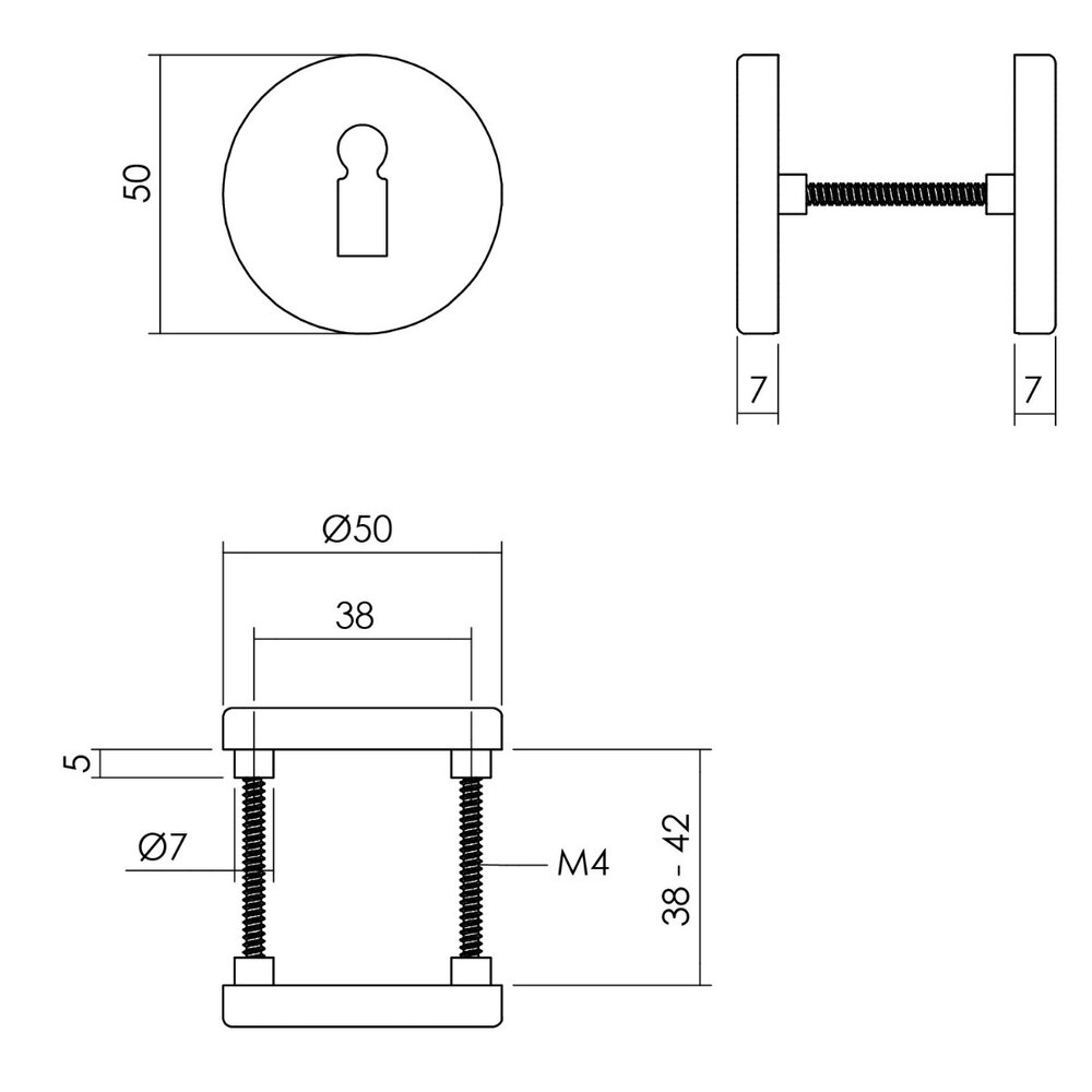 Intersteel Sleutelrozet 50x7mm aluminium zwart
