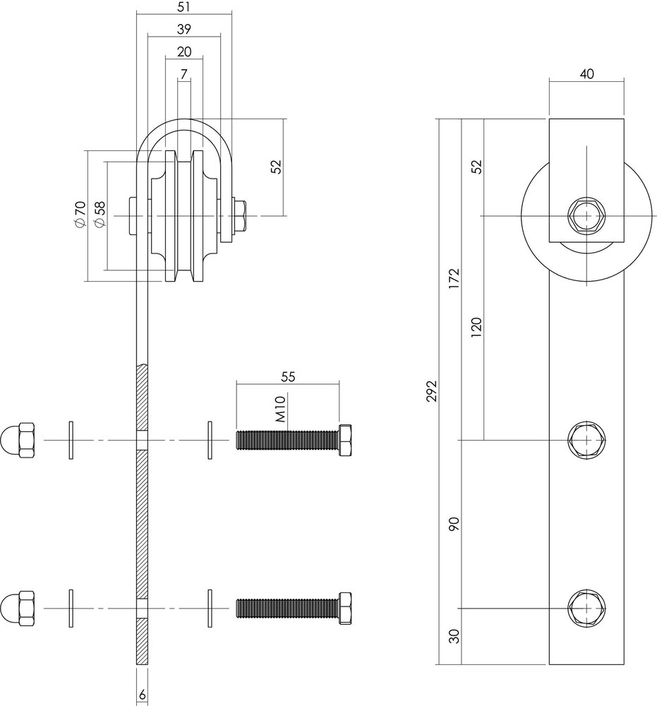 Intersteel Set van 2 hangrollen Basic antiek