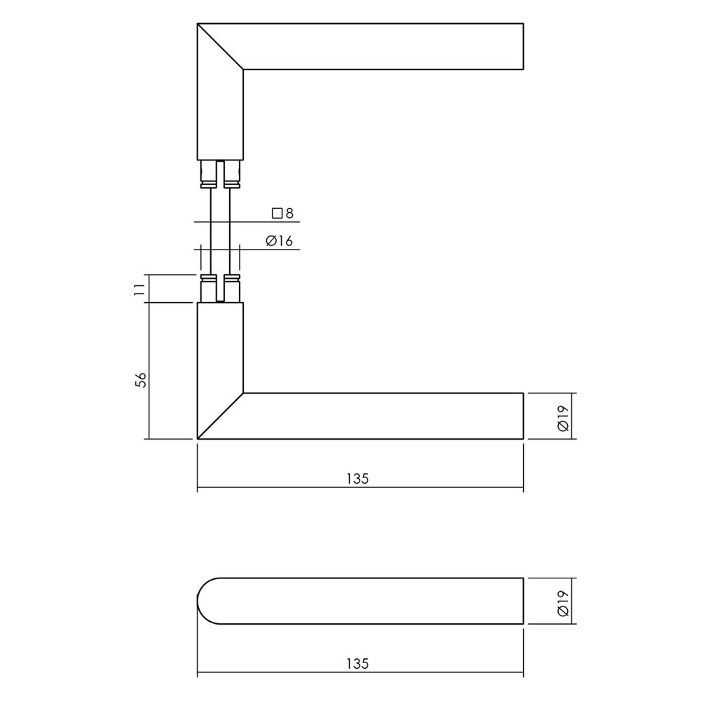 Intersteel Set achterdeurbeslag vierkant SKG3 zwart RVS