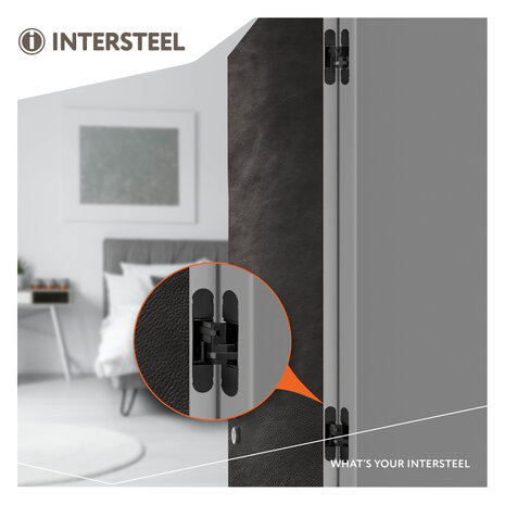 Intersteel Scharnier 130x30mm onzichtbaar zwart 3D verstelbaar Intersteel Scharnier 130x30mm onzichtbaar zwart 3D verstelbaar