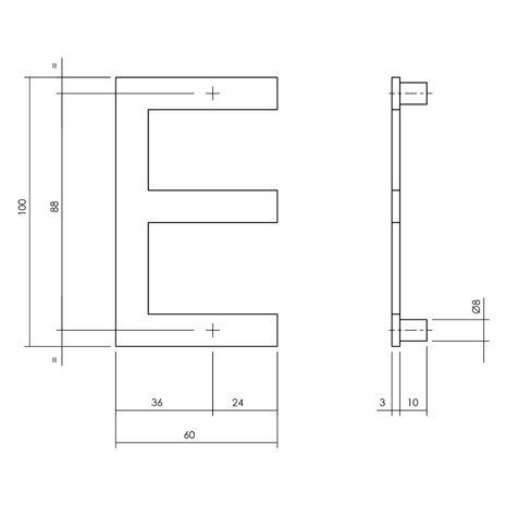 Intersteel Huisletter E 100mm geborsteld RVS Intersteel Huisletter E 100mm geborsteld RVS