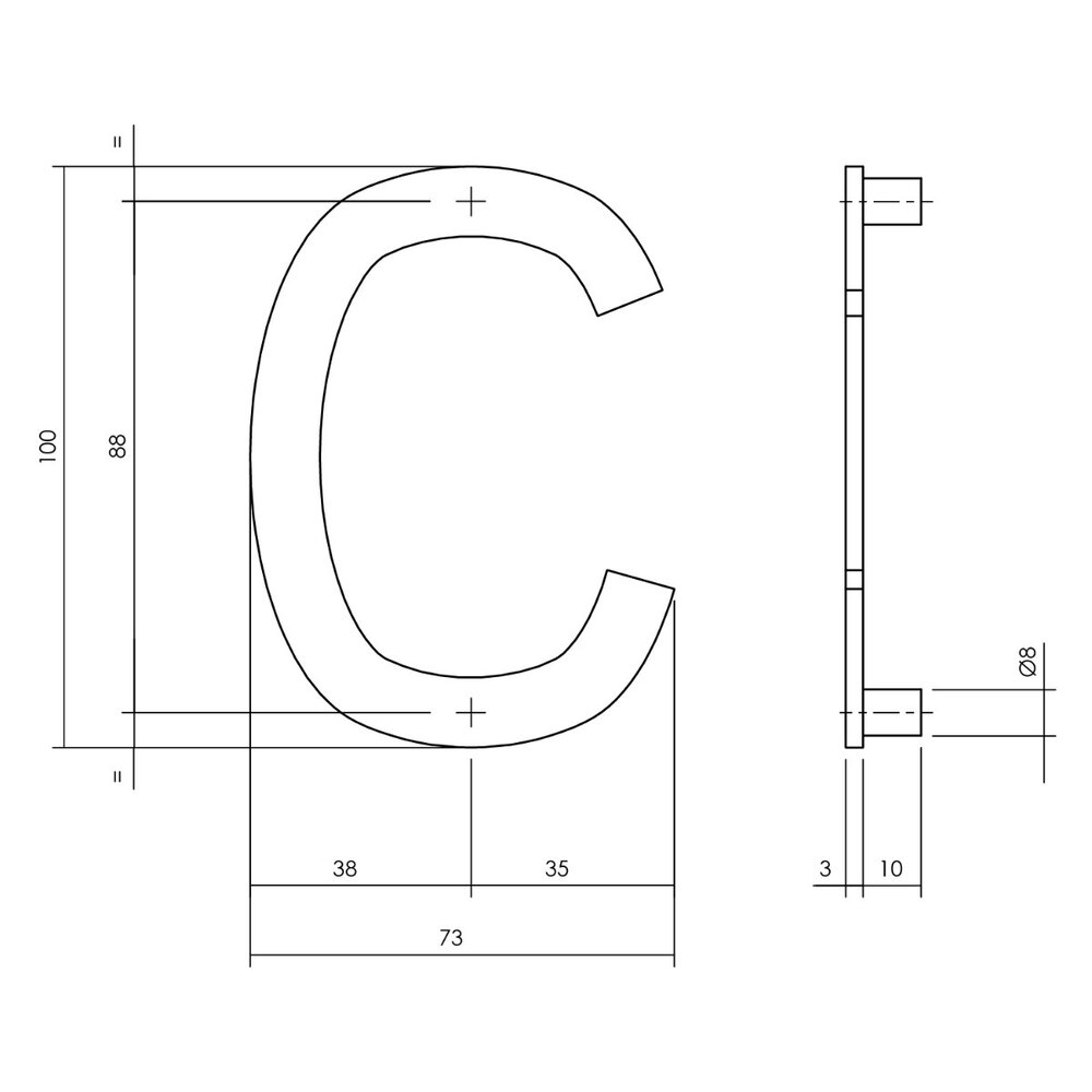 Intersteel Huisletter C 100mm zwart Intersteel Huisletter C 100mm zwart