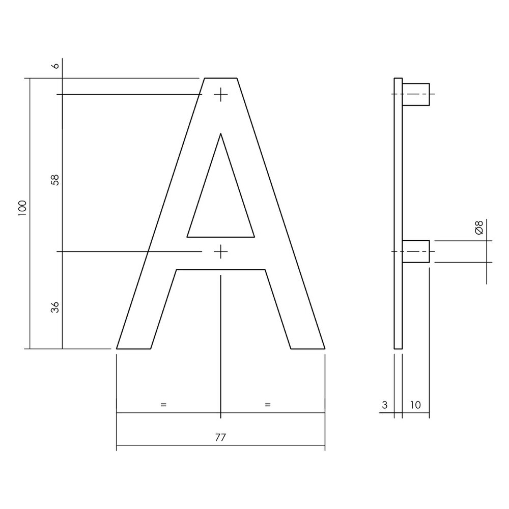 Intersteel Huisletter A 100mm zwart Intersteel Huisletter A 100mm zwart