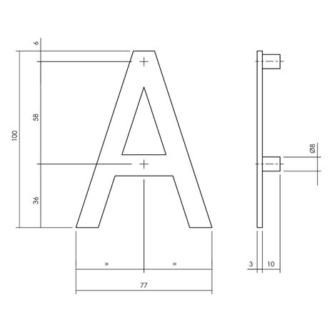 Intersteel Huisletter A 100mm zwart Intersteel Huisletter A 100mm zwart