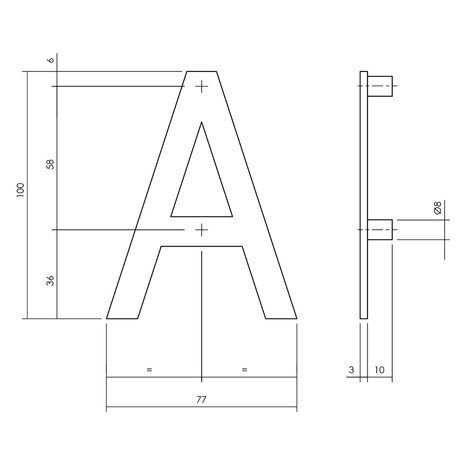Intersteel Huisletter A 100mm geborsteld RVS Intersteel Huisletter A 100mm geborsteld RVS