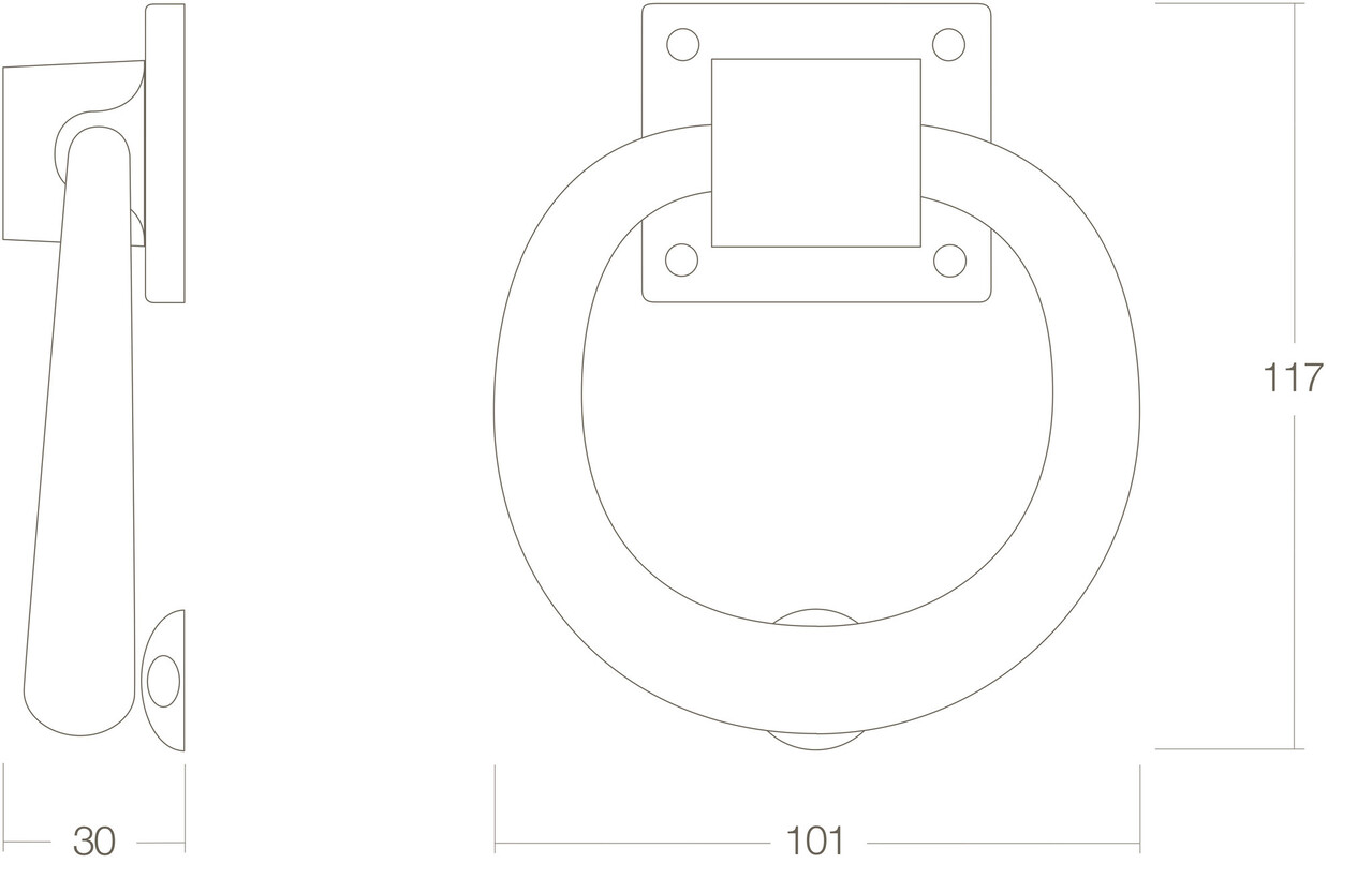Intersteel Deurklopper rond 107mm messing ongelakt Intersteel Deurklopper rond 107mm messing ongelakt