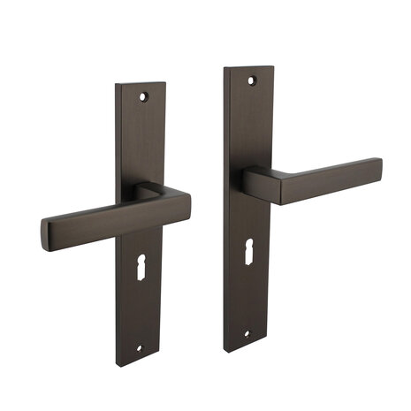 Intersteel Deurklink Hera op rechthoekig schild sleutelgat 56mm antracietgrijs.