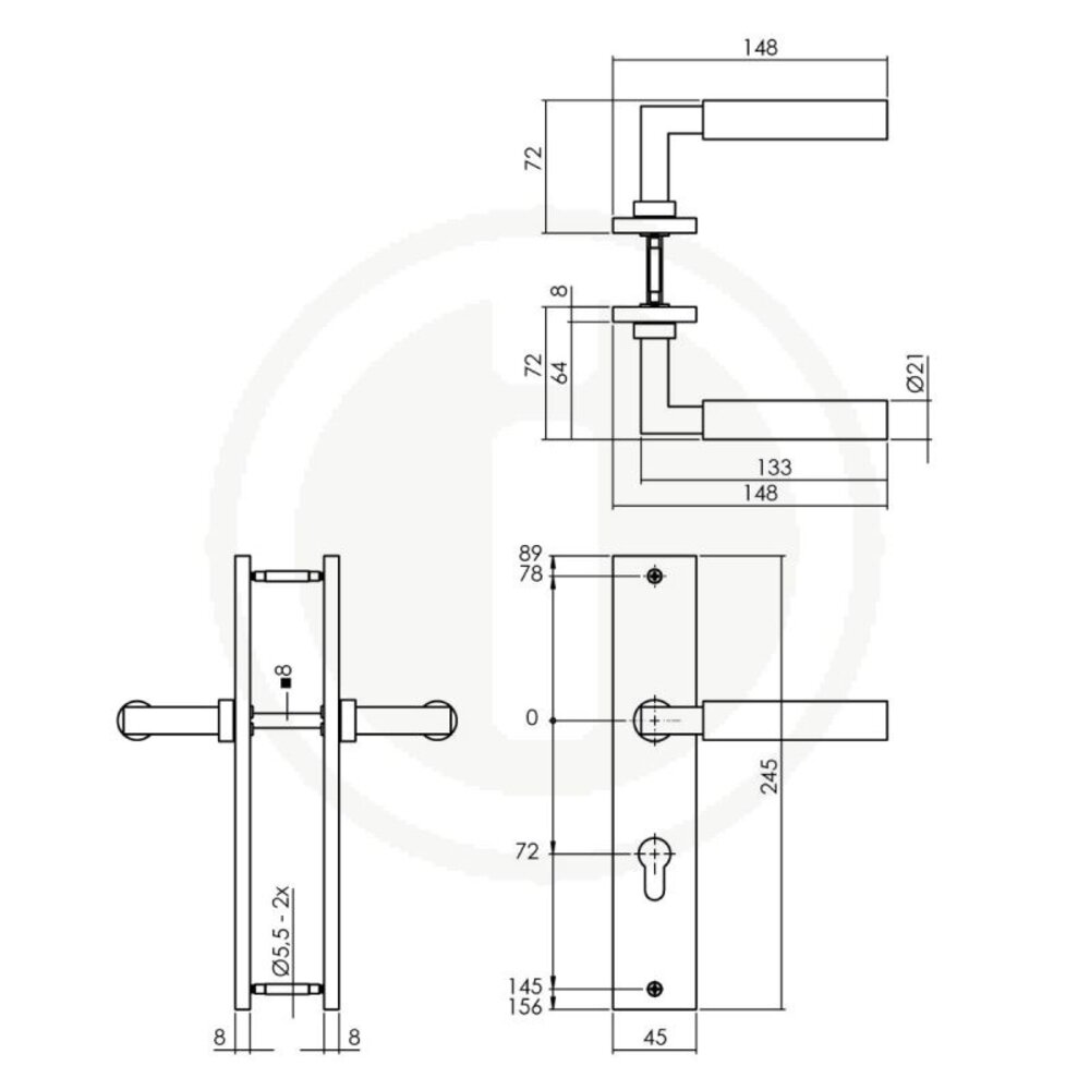 Intersteel Deurklink Bau-Stil op schild profielcilindergat 72mm antraciet grijs Intersteel Deurklink Bau-Stil op schild profielcilindergat 72mm antraciet grijs