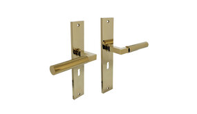 Intersteel Deurklink Bau-Stil op schild met sleutelgat 56mm messing titaan PVD Intersteel Deurklink Bau-Stil op schild met sleutelgat 56mm messing titaan PVD