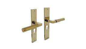 Intersteel Deurklink Bau-Stil op schild met profielcilindergat 55mm messing titaan PVD Intersteel Deurklink Bau-Stil op schild met profielcilindergat 55mm messing titaan PVD