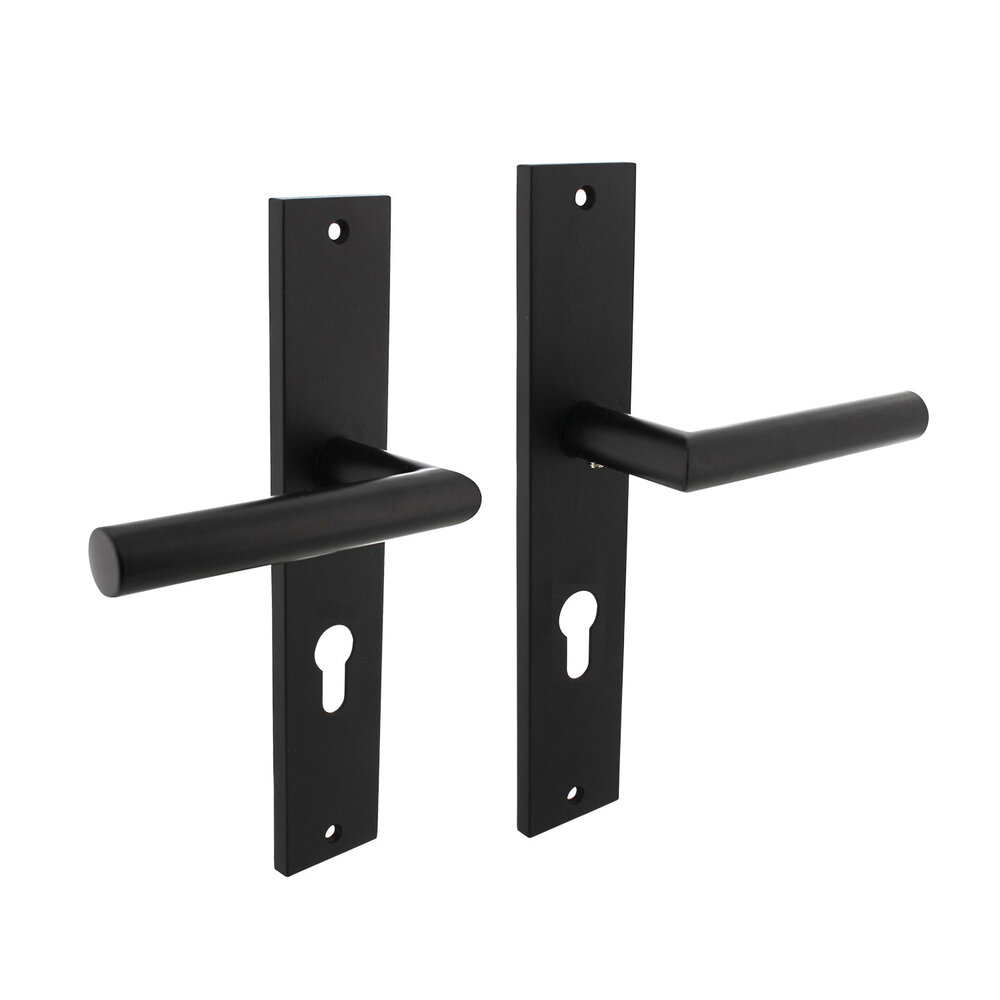 Intersteel Deurklink Bastian op schild 245x45 mm met profielcilindergat 72mm mat zwart Intersteel Deurklink Bastian op schild 245x45 mm met profielcilindergat 72mm mat zwart