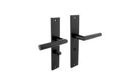 Intersteel Deurklink Bastian op schild 245x45 mm met WC slot 63/8 mm mat zwart Intersteel Deurklink Bastian op schild 245x45 mm met WC slot 63/8 mm mat zwart