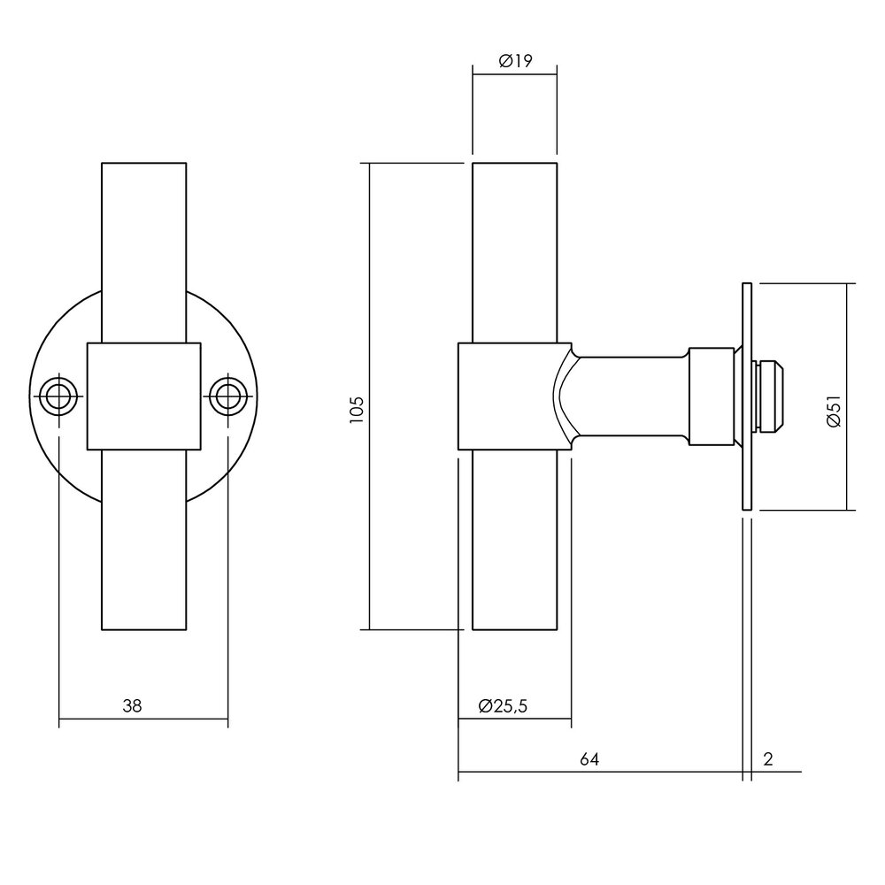 Intersteel Deurklink T-model met rozet 2mm geborsteld RVS Intersteel Deurklink T-model met rozet 2mm geborsteld RVS