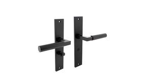 Intersteel Deurklink Bau-Stil op schild WC slot 63mm mat zwart