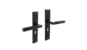 Intersteel Zwarte deurklink Bau-Stil op schild met sleutelgat 56mm in zwart Intersteel Zwarte deurklink Bau-Stil op schild met sleutelgat 56mm in zwart