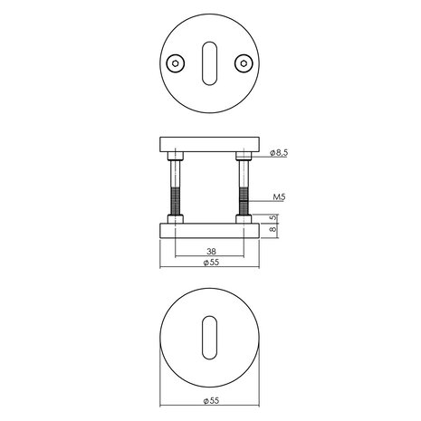 Intersteel Intersteel sleutelrozet Shiraat set rond PVD mat zwart Intersteel Intersteel sleutelrozet Shiraat set rond PVD mat zwart