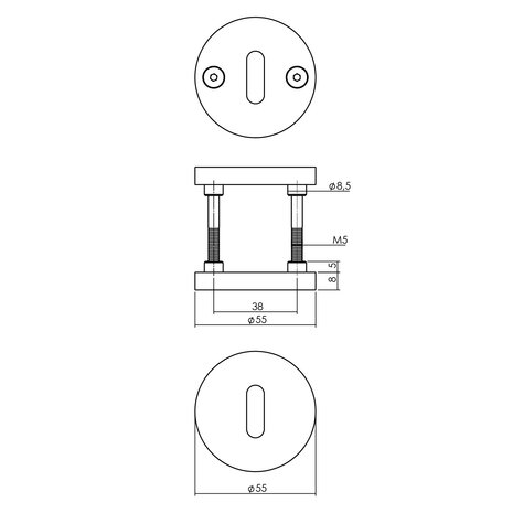 Intersteel Intersteel sleutelrozet Shiraat set rond geborsteld RVS Intersteel Intersteel sleutelrozet Shiraat set rond geborsteld RVS