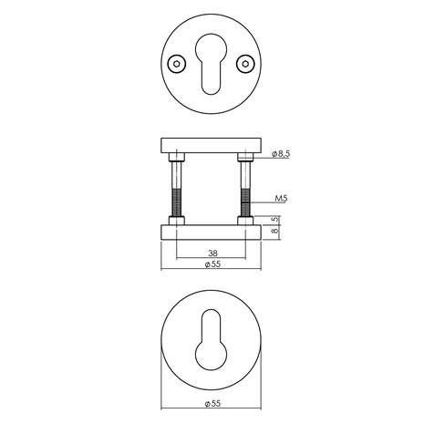 Intersteel Intersteel profielcilinderrozet Shiraat set rond geborsteld RVS Intersteel Intersteel profielcilinderrozet Shiraat set rond geborsteld RVS