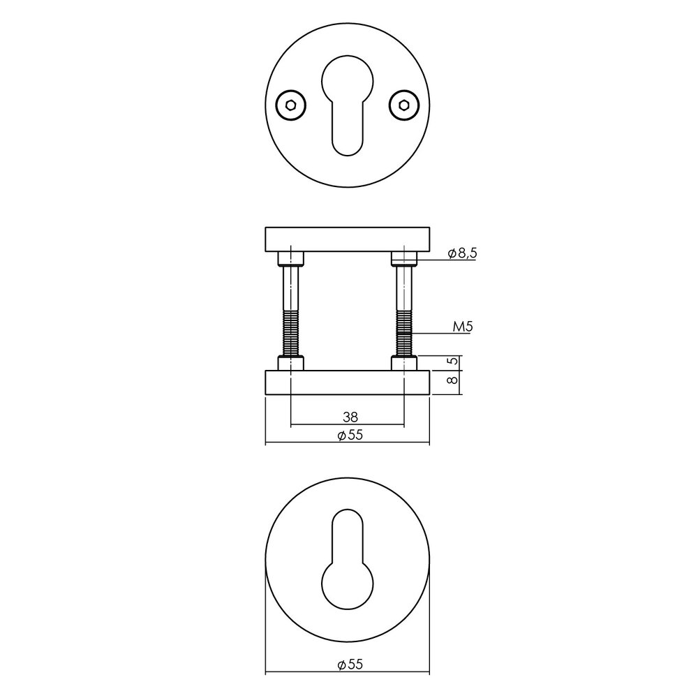 Intersteel Intersteel profielcilinderrozet Shiraat set rond PVD koper mat Intersteel Intersteel profielcilinderrozet Shiraat set rond PVD koper mat