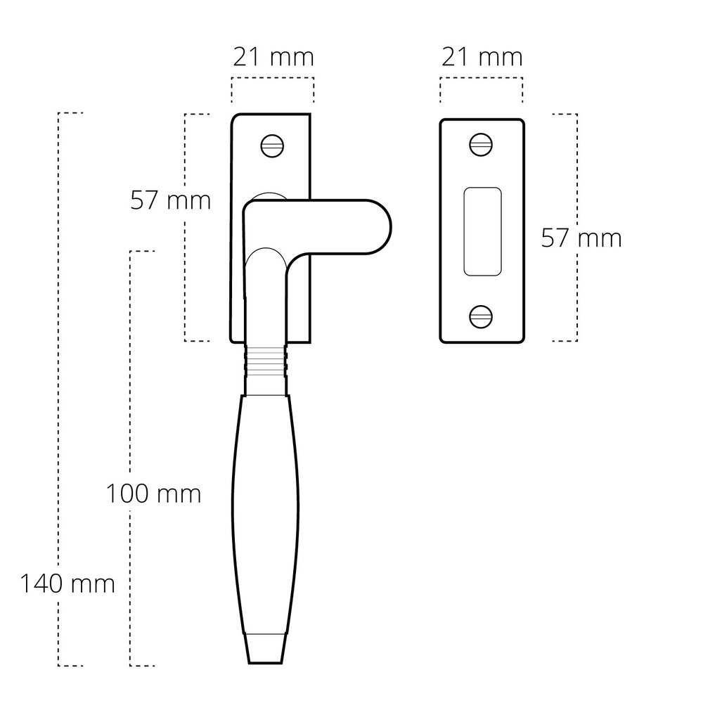 De Oude Deurklink Raamsluiting Deco, verstevigd, mat nikkel, links De Oude Deurklink Raamsluiting Deco, verstevigd, mat nikkel, links