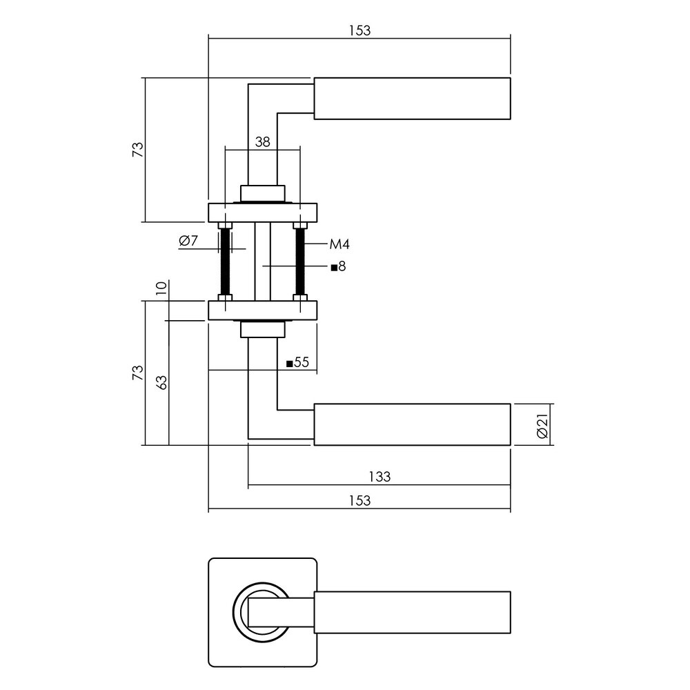 Intersteel Intersteel Deurklink Bau-Stil vierkant rozet mat zwart Intersteel Intersteel Deurklink Bau-Stil vierkant rozet mat zwart