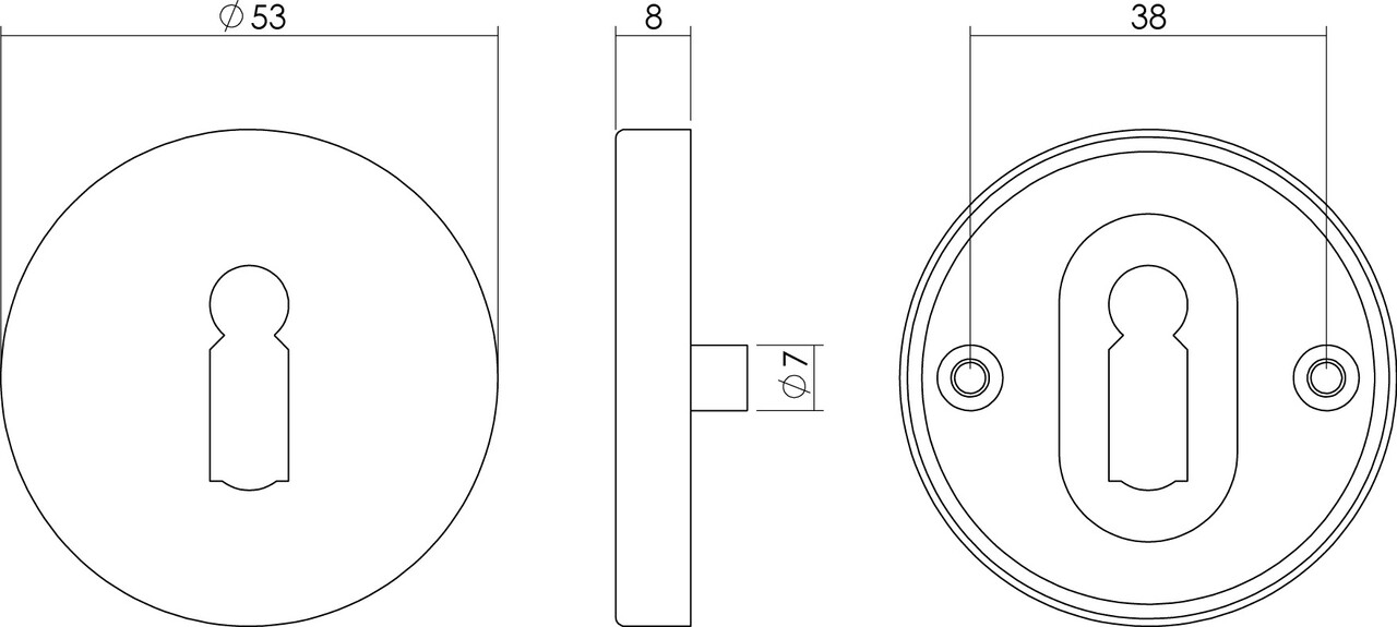 Intersteel Set ronde sleutelrozetten antraciet grijs