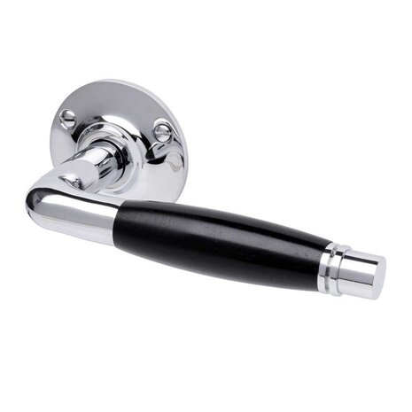 De Oude Deurklink Geveerde deurklinken deco met ronde rozetten in glanzend nikkel