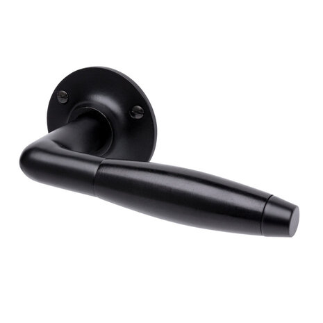 De Oude Deurklink Geveerde deurklinken klassiek mat zwart ronde rozetten De Oude Deurklink Geveerde deurklinken klassiek mat zwart ronde rozetten