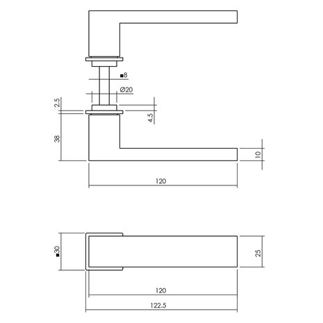 Intersteel  Deurklink Amsterdam met minimalistische rozet in geborsteld RVS