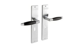 De Oude Deurklink Deurklink Retro geveerd op schild mat nikkel met sleutelgat 55mm De Oude Deurklink Deurklink Retro geveerd op schild mat nikkel met sleutelgat 55mm