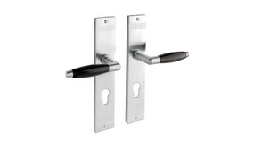 De Oude Deurklink Deurklink Retro geveerd schild mat nikkel cilindergat 72mm De Oude Deurklink Deurklink Retro geveerd schild mat nikkel cilindergat 72mm