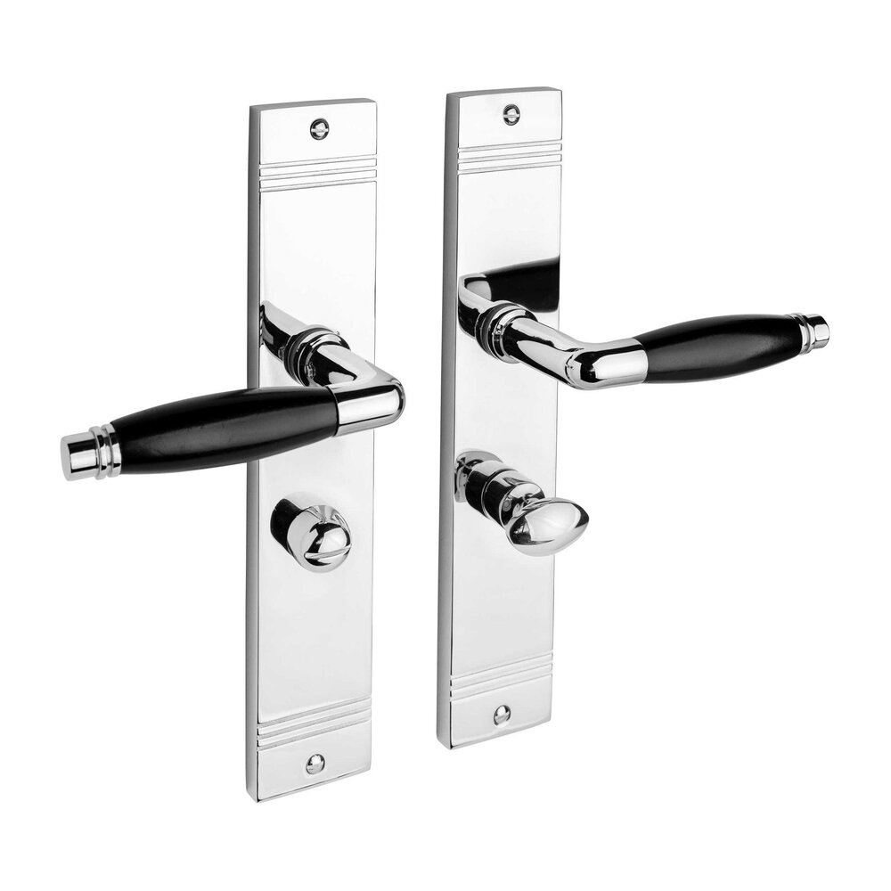 De Oude Deurklink Klassiek geveerde deurklink op schild wc slot glanzend nikkel De Oude Deurklink Klassiek geveerde deurklink op schild wc slot glanzend nikkel