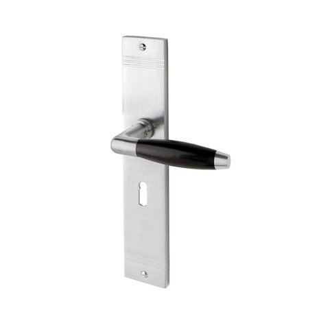 De Oude Deurklink Geveerde klassieke deurklink op schild mat nikkel met sleutelgat 55mm De Oude Deurklink Geveerde klassieke deurklink op schild mat nikkel met sleutelgat 55mm