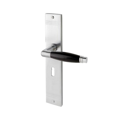 De Oude Deurklink Geveerde klassieke deurklink op schild mat nikkel met sleutelgat 55mm De Oude Deurklink Geveerde klassieke deurklink op schild mat nikkel met sleutelgat 55mm