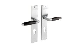 De Oude Deurklink Deurklink Retro geveerd schild mat nikkel cilindergat 72mm De Oude Deurklink Deurklink Retro geveerd schild mat nikkel cilindergat 72mm