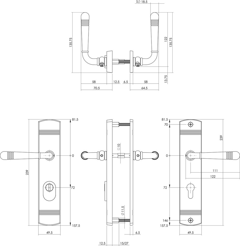 Intersteel Achterdeurbeslag Emily profielcilindergat 72mm met kerntrekbeveiliging zwart Intersteel Achterdeurbeslag Emily profielcilindergat 72mm met kerntrekbeveiliging zwart