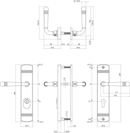 Intersteel Achterdeurbeslag Emily profielcilindergat 72mm met kerntrekbeveiliging zwart Intersteel Achterdeurbeslag Emily profielcilindergat 72mm met kerntrekbeveiliging zwart