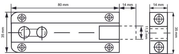 Dulimex - Profielschuif vlak 35x80 messing vernikkeld