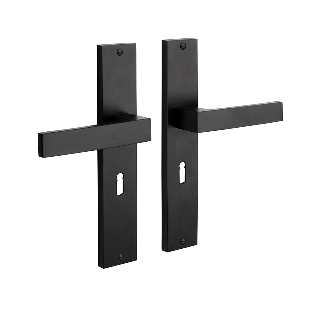 Mooi Deurbeslag Geveerde Deurklink Lusso met schild met sleutelgat Mooi Deurbeslag Geveerde Deurklink Lusso met schild met sleutelgat