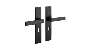 Mooi Deurbeslag Deurklink Lusso geveerd schild sleutelgat 55mm mat zwart Mooi Deurbeslag Deurklink Lusso geveerd schild sleutelgat 55mm mat zwart