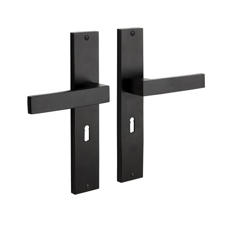 Mooi Deurbeslag Geveerde Deurklink Lusso met schild met sleutelgat Mooi Deurbeslag Geveerde Deurklink Lusso met schild met sleutelgat