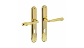 Intersteel Deurklink yvonne op schild sleutelgat 72 mm messing gelakt Intersteel Deurklink yvonne op schild sleutelgat 72 mm messing gelakt