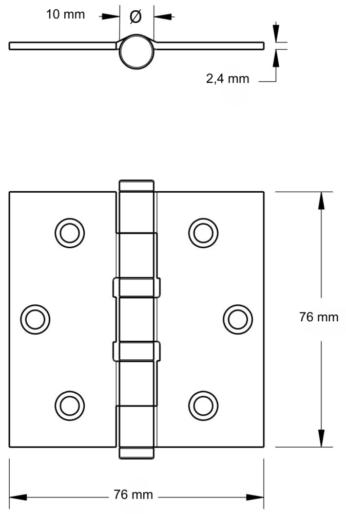 Dulimex Kogellagerscharnier rechte hoeken RVS zwart tot 40 kilo
