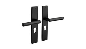 Mooi Deurbeslag Deurklink Ferro geveerd schild cilindergat 55mm mat zwart Mooi Deurbeslag Deurklink Ferro geveerd schild cilindergat 55mm mat zwart