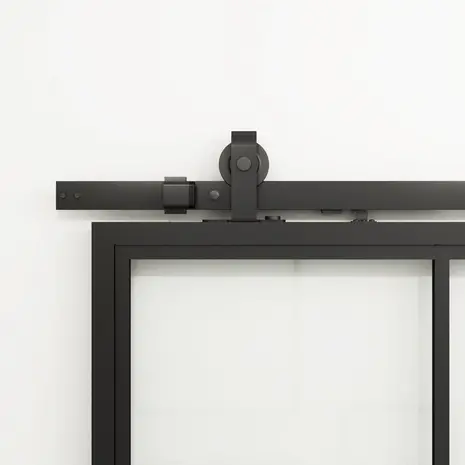 Loftdeur Stalen schuifdeur 4-vaks met helder glas Loftdeur Stalen schuifdeur 4-vaks met helder glas