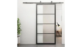 Loftdeur Stalen schuifdeur 4-vaks met Mat glas Incl. schuifdeursysteem Loftdeur Stalen schuifdeur 4-vaks met Mat glas Incl. schuifdeursysteem