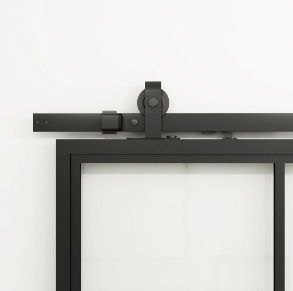 Loftdeur Stalen schuifdeur 4-vaks met Mat glas Loftdeur Stalen schuifdeur 4-vaks met Mat glas