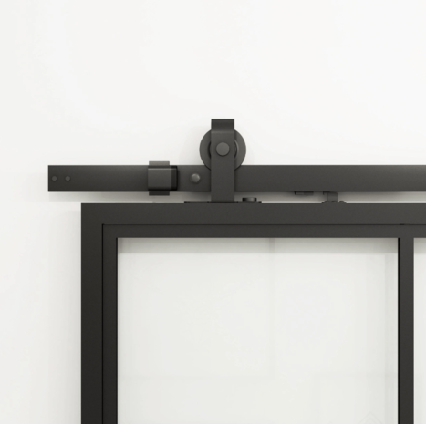 Loftdeur Stalen schuifdeur 4-vaks met Mat glas Loftdeur Stalen schuifdeur 4-vaks met Mat glas