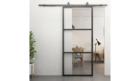 Loftdeur Stalen schuifdeur 3-vaks met helder glas Incl. schuifdeursysteem Loftdeur Stalen schuifdeur 3-vaks met helder glas Incl. schuifdeursysteem