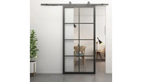 Loftdeur Stalen schuifdeur 8-vaks met helder glas Incl. schuifdeursysteem Loftdeur Stalen schuifdeur 8-vaks met helder glas Incl. schuifdeursysteem
